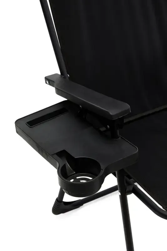 Natura 3 Camping Chairs Folding Picnic Chair Rectangular with Cup Holder Black-Black - 5