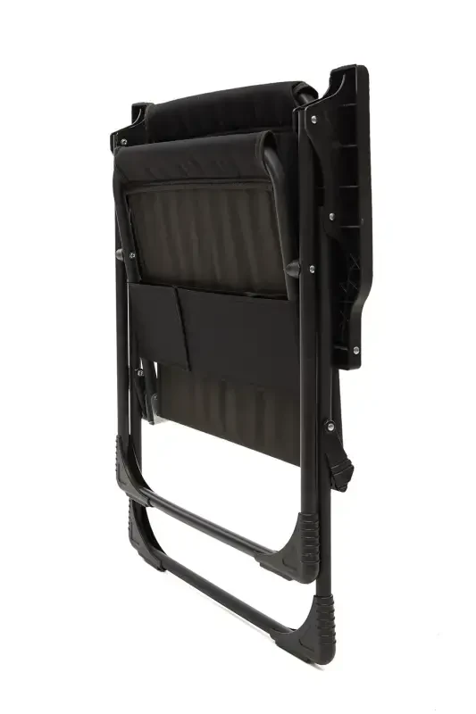 Natura 3 Camping Chairs Folding Picnic Chair Rectangular with Cup Holder Black-Black - 6