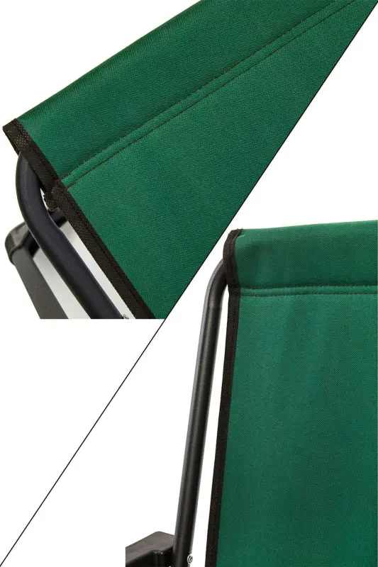 Natura 4 Camping Chairs Foldable Picnic Chair Rectangular with Cup Holder Green-Green - 5