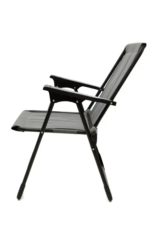 Natura 4 Camping Chairs Foldable Picnic Chair Rectangular with Cup Holder Grey-Grey - 3