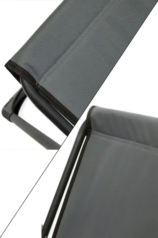 Natura 4 Camping Chairs Foldable Picnic Chair Rectangular with Cup Holder Grey-Grey - 4