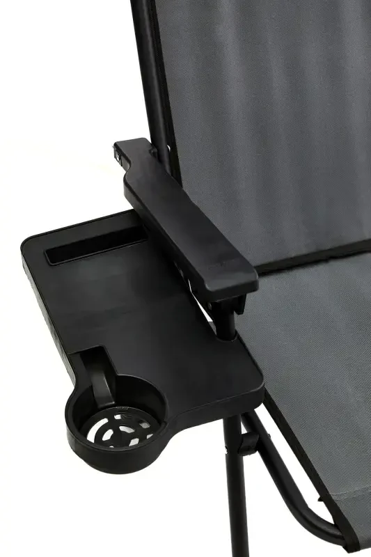 Natura 4 Camping Chairs Foldable Picnic Chair Rectangular with Cup Holder Grey-Grey - 6