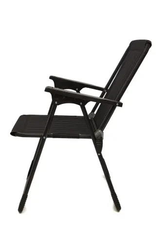Natura 4 Camping Chairs Foldable Picnic Chair Rectangular with Cup Holders Black-Black - 4