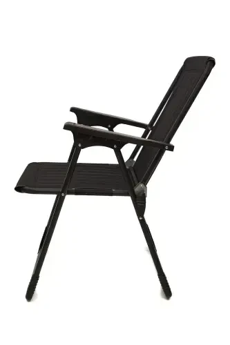 Natura Camping Chair Foldable Picnic Chair Rectangular with Cup Holder Black-Black - 3