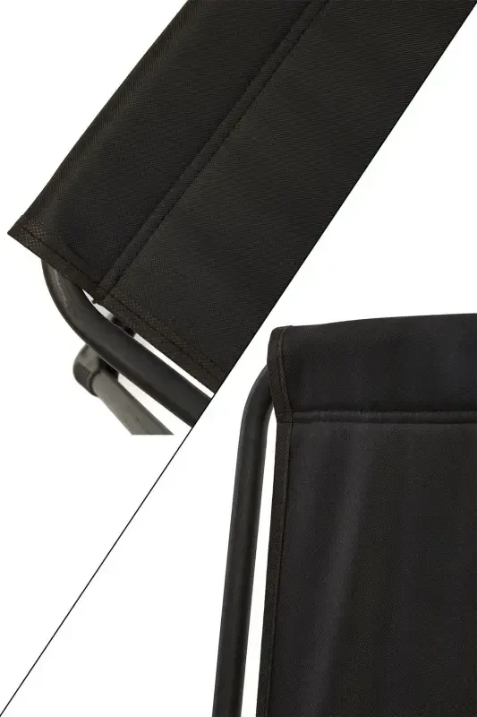 Natura Camping Chair Foldable Picnic Chair Rectangular with Cup Holder Black-Black - 4