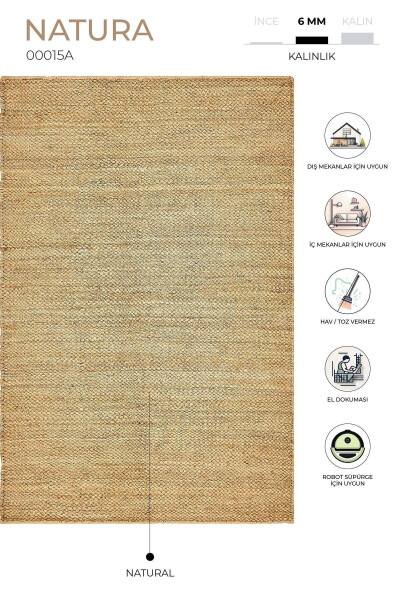 Natura Jute gilam, tabiiy, 00015a - 11