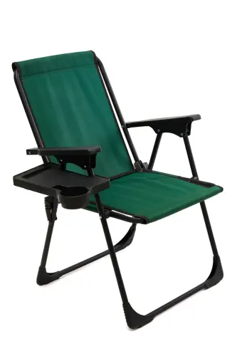 Natura Kamp Sandalyesi Katlanır Piknik Sandalye Dikdörtgen Bardaklıklı Yeşil-Yeşil 