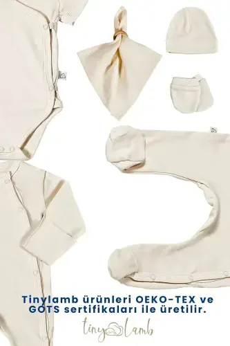 Natural 12 Pieces 100% Cotton Hospital Outing Set Organic Cotton Unisex-Natural - TINYLAMB (1)