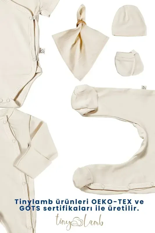 Natural 12 Pieces 100% Cotton Hospital Outing Set Organic Cotton Unisex-Natural - 2