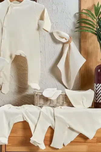 Natural 12 Pieces 100% Cotton Hospital Outing Set Organic Cotton Unisex-Natural - 4