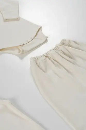 Natural 12 Pieces 100% Cotton Hospital Outing Set Organic Cotton Unisex-Natural - 7
