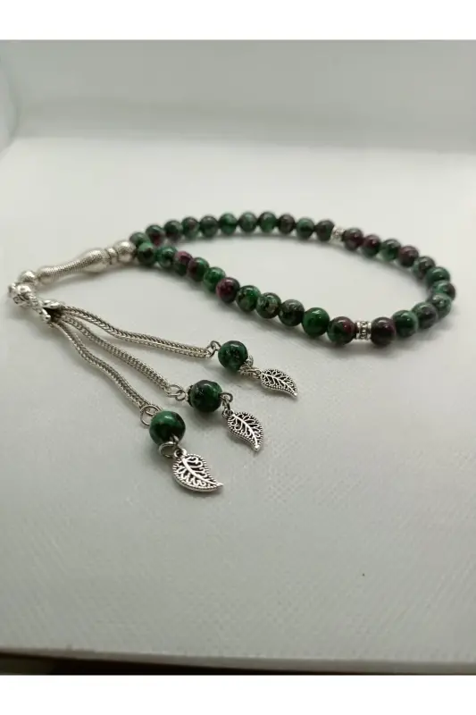 Natural Anyolite Stone Rosary 33 beads - Special Pinecone-GREEN - 4