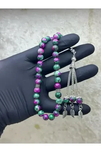 Natural Anyolite Stone Rosary 33 beads - Special Pinecone-GREEN - 1