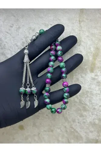 Natural Anyolite Stone Rosary 33 beads - Special Pinecone-GREEN - GRS OYUNCAK (1)