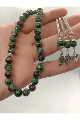 Natural Anyolite Stone Rosary 33 beads - Special Pinecone-GREEN - 3