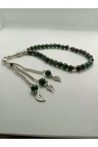 Natural Anyolite Stone Rosary 33 beads - Special Pinecone-GREEN - 4