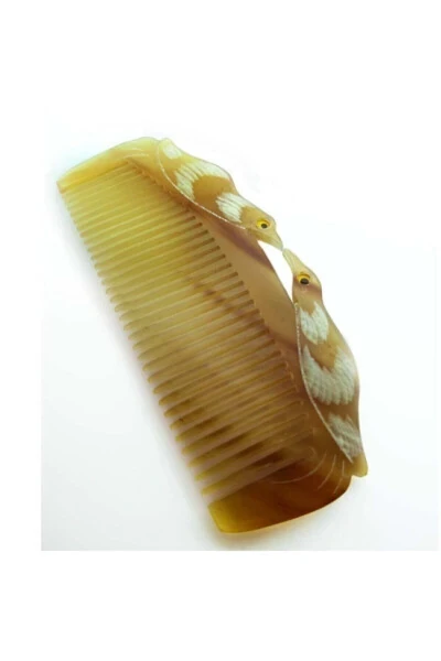 Natural Bone Comb Classic Bird Design - 2