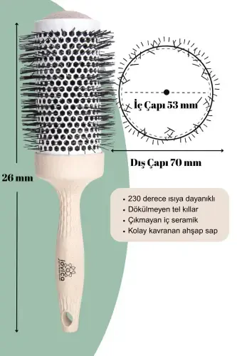Natural Ceramic Thermal Broken Hair Dryer Brush 53mm 0474 - 1