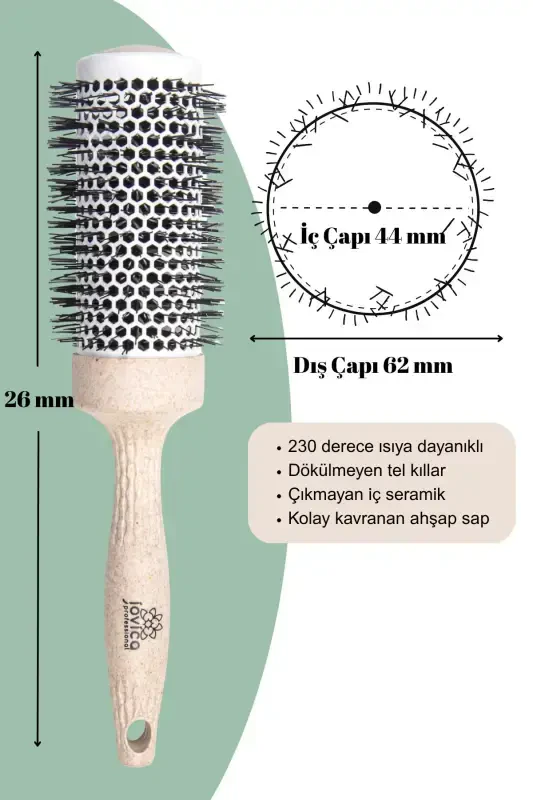 Natural Ceramic Thermal Crimped Hairdryer Brush 44mm - 1