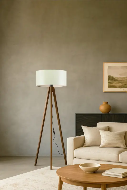 Natural Çizgili Başlık Tripod Lambader 242363-Natural Çizgili - HOMİNG