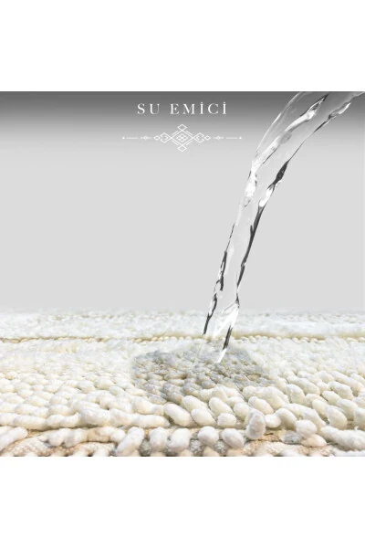 Natural Cotton Spaghetti Oval Cream 2-Piece Bath Mat Set Bathroom Rug Toilet Set - 4