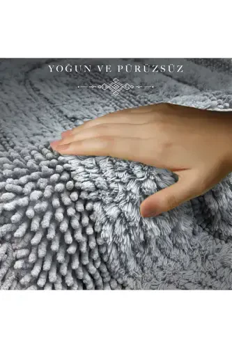 Natural Cotton Spaghetti Oval Gray 2-Piece Bath Mat Set Bath Rug Toilet Set-Gray - 5