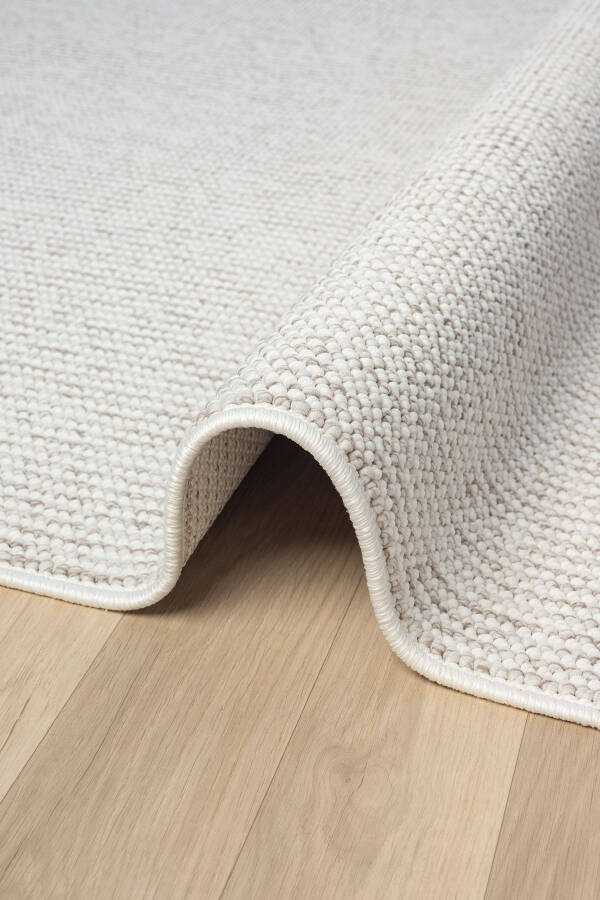 Natural Curly Soft Textured White Beige Scandinavian Woven Rug - 5