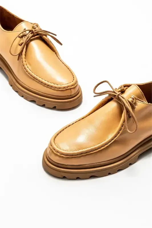 Natural Leather Women's Daily Shoes-Natural - 3