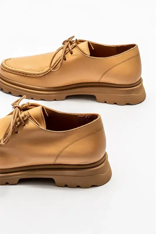 Natural Leather Women's Daily Shoes-Natural - 4