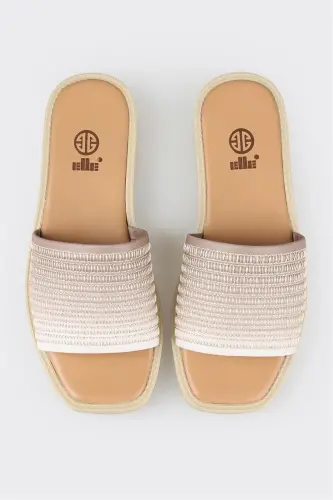 Natural Leather Women's Flat Sandals - 4