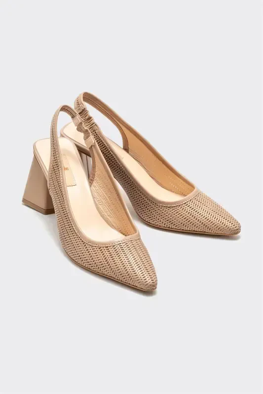 Natural Leather Women's High Heel Shoes - Natural - 2