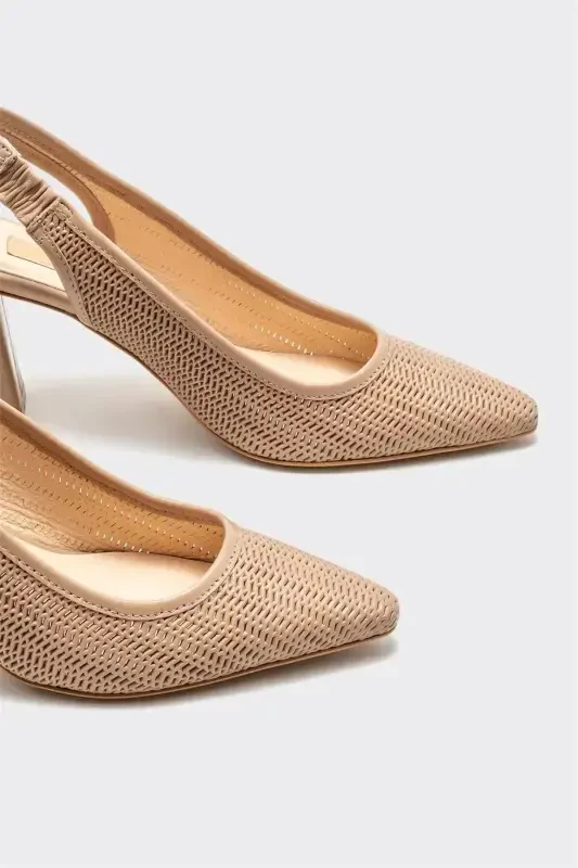 Natural Leather Women's High Heel Shoes - Natural - 3