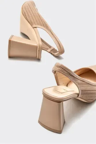 Natural Leather Women's High Heel Shoes - Natural - 4