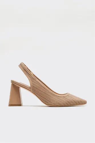 Natural Leather Women's High Heel Shoes - Natural - 1