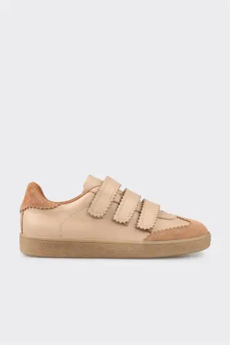 Natural Leather Women's Sneakers - Natural 