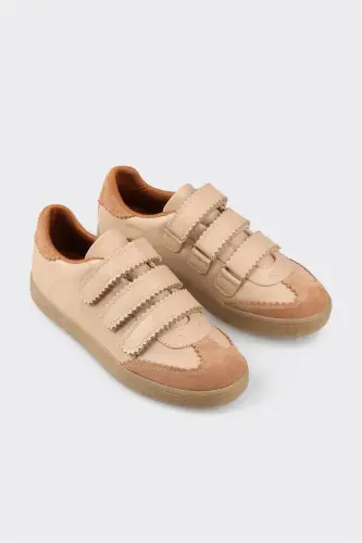 Natural Leather Women's Sneakers - Natural - ELLE SHOES (1)