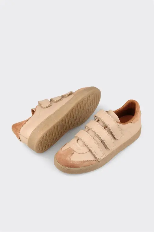 Natural Leather Women's Sneakers - Natural - 3