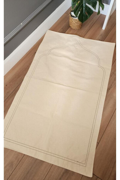 Natural linen, soft filled, plain prayer rug. - 10