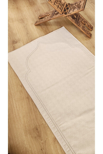 Natural linen, soft filled, plain prayer rug. - 3