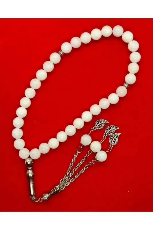 Natural Mother of Pearl Stone 8mm Round Bead 33 Prayer Beads for Men-WHITE - GRS OYUNCAK