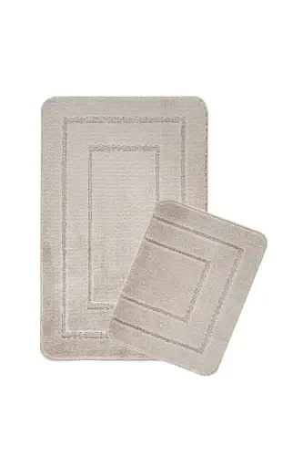 Natural Non-Slip Base Bath Mat Set Long Lasting Soft Touch Water Absorbent Washable Set 50x80-50x40-Mink - 2