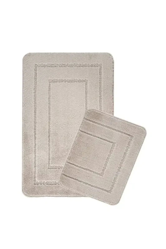 Natural Non-Slip Base Bath Mat Set Long Lasting Soft Touch Water Absorbent Washable Set 50x80-50x40-Mink - 2