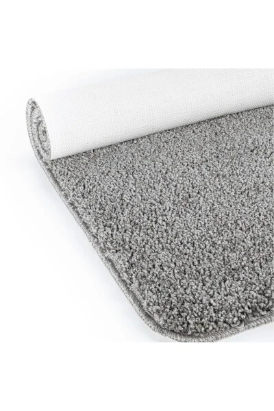 Natural Non-Slip Base Washable Grey Shaggy 3-Piece Bathroom Rug Mat Set 1 pc 60x100 cm 2 pcs 60x50 - 4