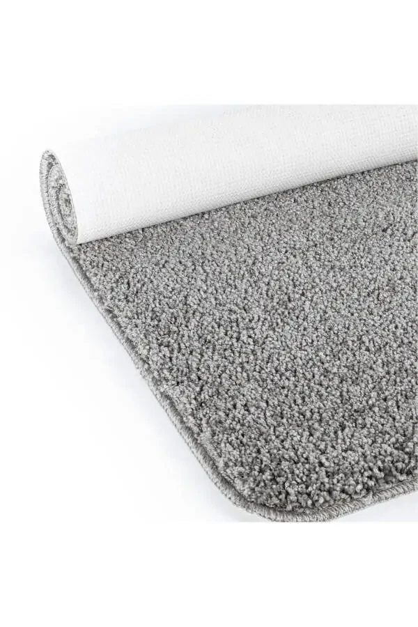 Natural Non-Slip Base Washable Grey Shaggy 3-Piece Bathroom Rug Mat Set 1 pc 60x100 cm 2 pcs 60x50 - 4