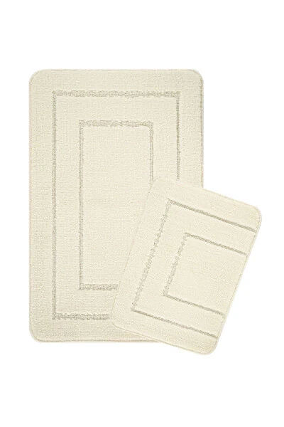 Natural Non-Slip Bath Mat Set Long-lasting Soft Textured Water Absorbent Washable Set 50x80-50x40 - KONFOR HALI (1)