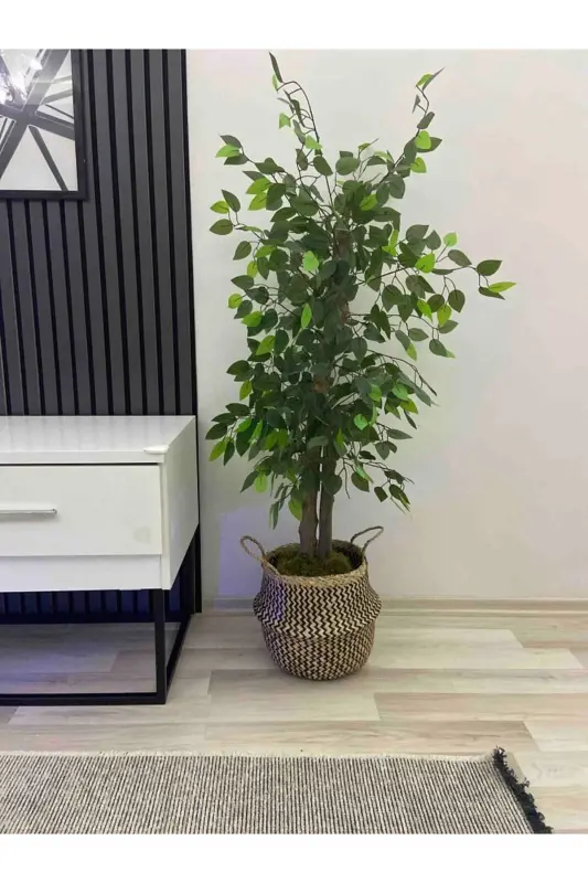 Natural Small Boy Foldable Straw Basket / Planter 30x28cm-zigzag - 5