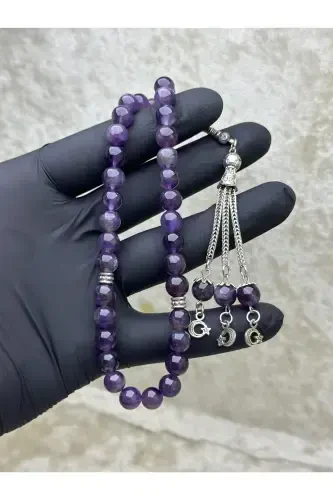 Natural Stone Amethyst Rosary 33 Beads - Special Cocooned-PURPLE - 1