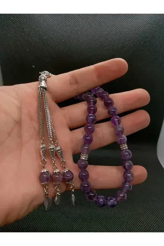 Natural Stone Amethyst Rosary 33 Beads - Special Cocooned-PURPLE - 2