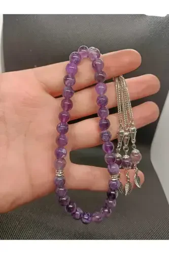 Natural Stone Amethyst Rosary 33 Beads - Special Cocooned-PURPLE - 3