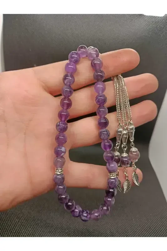 Natural Stone Amethyst Rosary 33 Beads - Special Cocooned-PURPLE - 3